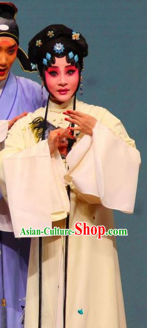 Chinese Kun Opera Young Mistress Li Ruoshui Blue Dress Costumes and Headpieces Heros Kunqu Opera Hua Tan Garment Apparels