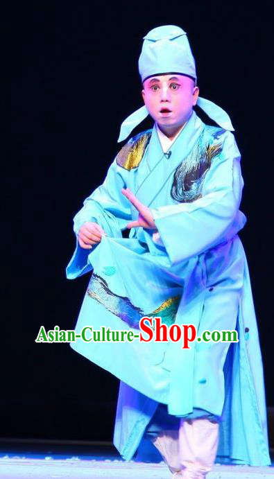 Chinese Kun Opera Young Male Garment Apparels Clothing and Headwear Wu Shi Ji Kunqu Opera Xiaosheng Robe Costumes
