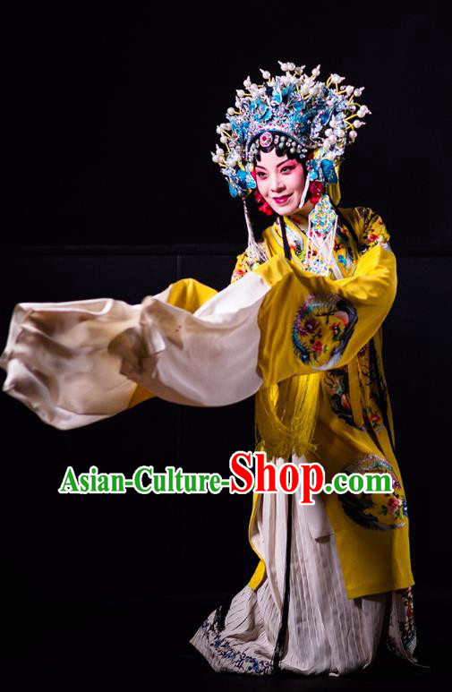 Chinese Kun Opera Hua Tan Dress Costumes and Headdress Rain on the Phoenix Tree Kunqu Opera Imperial Consort Yang Garment Apparels