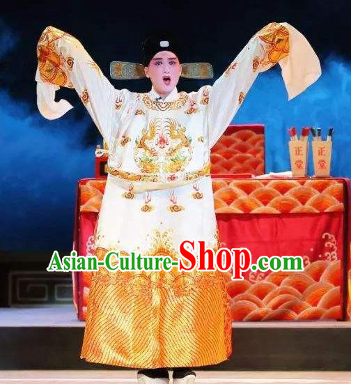 Bai Luo Shan Chinese Kun Opera Number One Scholar Xu Jizu Apparels Garment Costumes and Headwear Kunqu Opera Xiaosheng Clothing Embroidered Robe