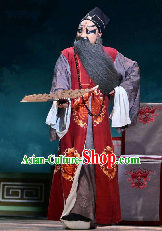 Bai Luo Shan Chinese Kun Opera Laosheng Xu Neng Apparels Garment Costumes and Headwear Kunqu Opera Elderly Man Clothing