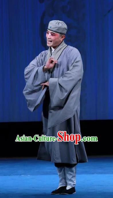 Bai Luo Shan Chinese Kun Opera Clown Apparels Garment Costumes and Headwear Kunqu Opera Monk Frock Clothing