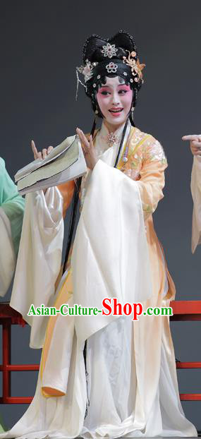 Chinese Kun Opera Diva Xue Baochai Apparels Costumes and Headpieces Dream of Red Mansions Kunqu Opera Actress Hua Tan Dress Garment