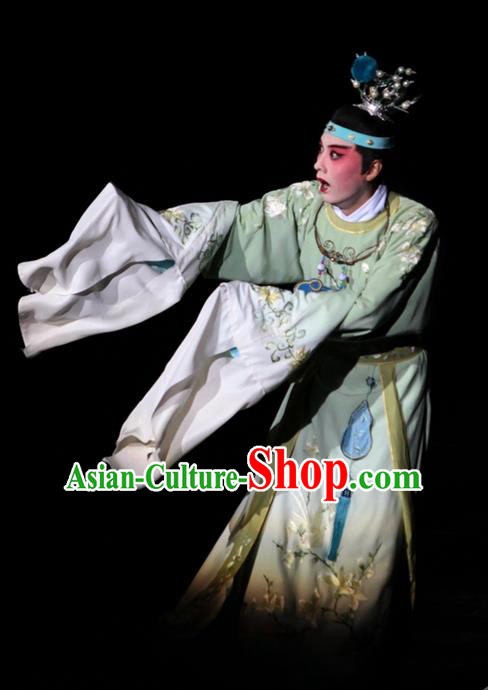 Chinese Kun Opera Young Male Jia Baoyu Apparels and Headwear Dream of Red Mansions Garment Costumes Kunqu Opera Noble Childe Clothing