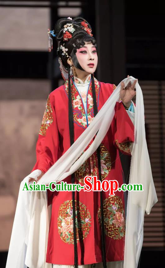 Chinese Kun Opera Hua Tan Ruo Ye Dress Costumes and Headdress the Legend of Washing the Silk Gauze Kunqu Opera Actress Wedding Garment Apparels