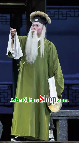 Chinese Kun Opera Elderly Male Apparels Garment Costumes and Headwear the Legend of Washing the Silk Gauze Kunqu Opera Laosheng Clothing