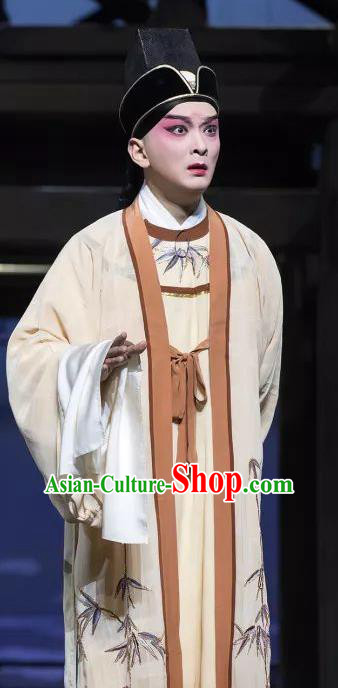 Chinese Kun Opera Xiaosheng Apparels Garment Costumes and Hat the Legend of Washing the Silk Gauze Kunqu Opera Young Male Liang Chenyu Clothing