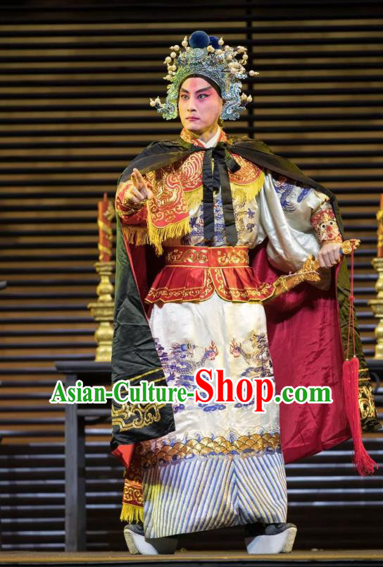 Chinese Kun Opera Takefu Warrior Apparels Garment Costumes and Headwear the Legend of Washing the Silk Gauze Kunqu Opera General Clothing