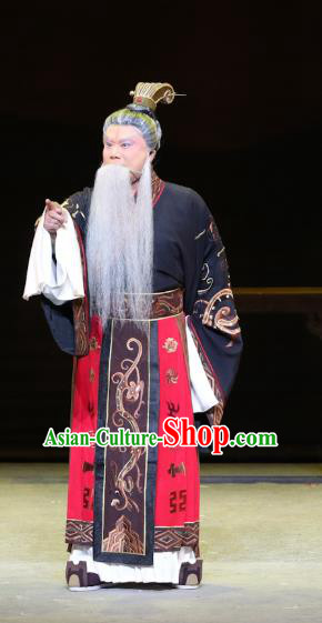 Chinese Kun Opera Emperor Yao Apparels Garment Costumes and Headwear Kunqu Opera the Dream of Xiang Fei Monarch Elderly Male Clothing