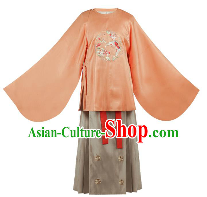 Chinese Traditional Hanfu Dress Ancient Noble Female Embroidered Garment Ming Dynasty Historical Costumes