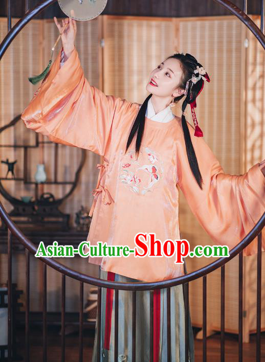 Chinese Traditional Hanfu Dress Ancient Noble Female Embroidered Garment Ming Dynasty Historical Costumes