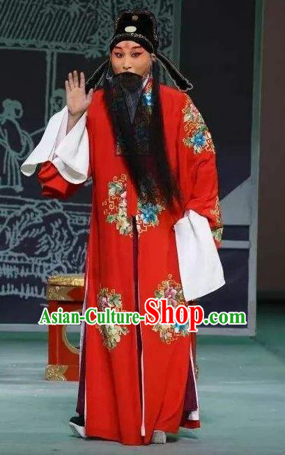 The Tale of Handan Chinese Kun Opera Laosheng Robe Apparels and Headwear Kunqu Opera Elderly Male Garment Costumes