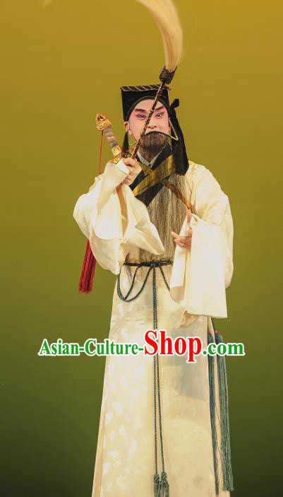 The Tale of Handan Chinese Kun Opera Elderly Male Apparels and Headwear Kunqu Opera Taoist Priest Garment Costumes