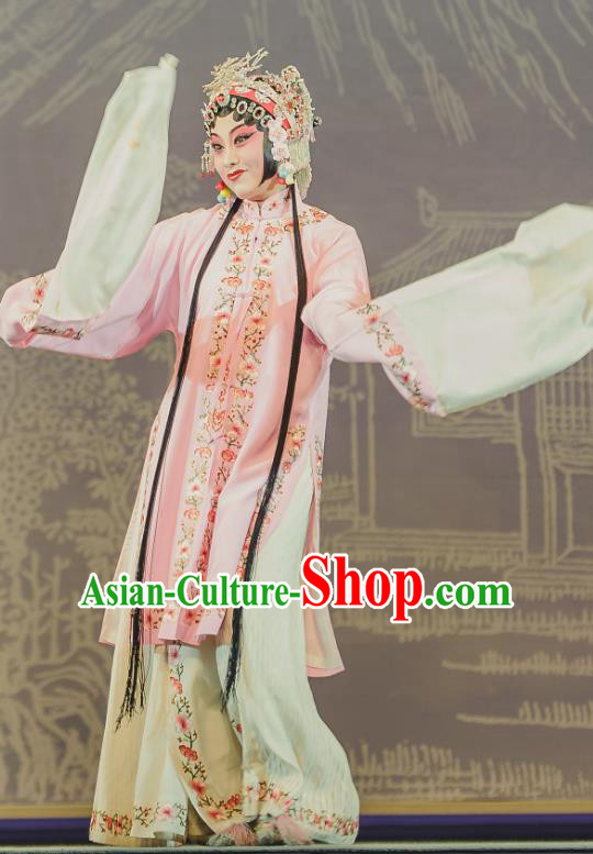 Chinese Kun Opera Actress Pink Dress Apparels Costumes and Headdress The Tale of Handan Kunqu Opera Young Female Garment