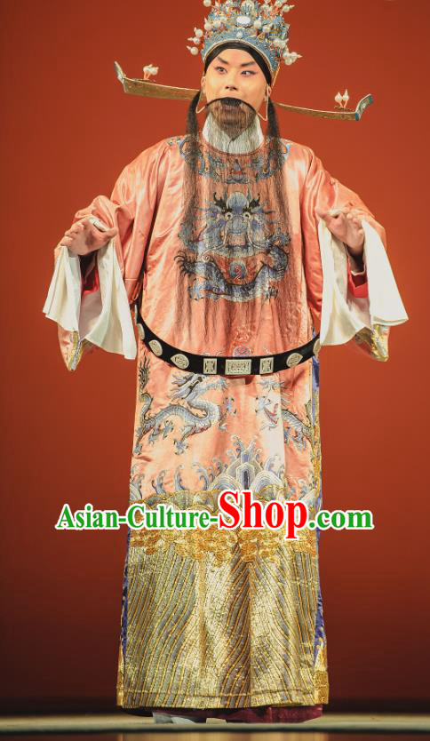 The Tale of Handan Chinese Kun Opera Laosheng Apparels and Headwear Kunqu Opera Official Garment Old Man Costumes
