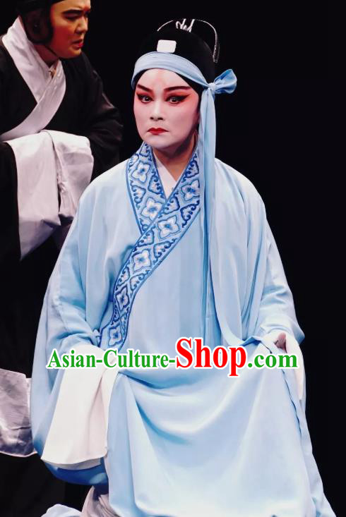Ku Qin Chinese Kun Opera Xiaosheng Apparels and Headwear Kunqu Opera Young Man Garment Scholar Shen Baoxu Costumes