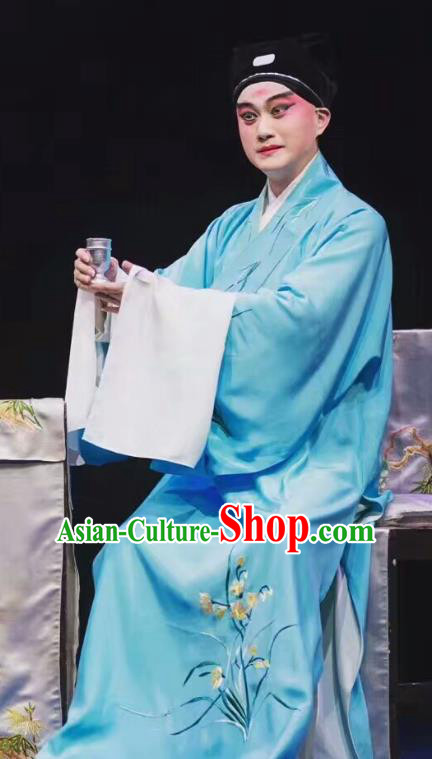 You Gui Ji Chinese Kun Opera Scholar Apparels and Headwear Kunqu Opera Young Male Jiang Shilong Garment Costumes