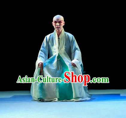 Si Sheng Yuan Chinese Kun Opera Monk Apparels Kunqu Opera Xiaosheng Young Male Garment Costumes