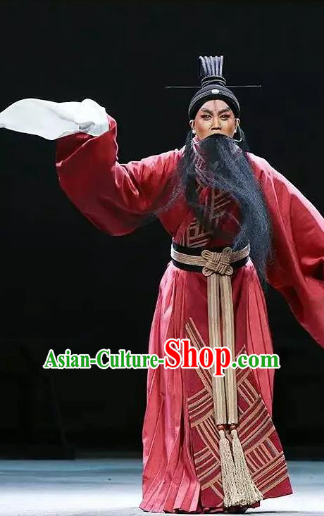 Confucius Chinese Kun Opera Elderly Male Costumes and Headwear Kunqu Opera Laosheng Garment Apparels