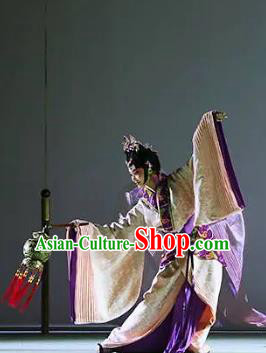 Chinese Kun Opera Hua Tan Queen Nan Apparels Costumes and Hair Accessories Kunqu Opera Confucius Dress Actress Garment