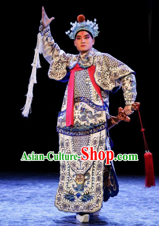 Chinese Kun Opera Martial Man Wusheng Tu An Gu Costumes and Headwear Kunqu Opera Young Male Garment General Kao Apparels