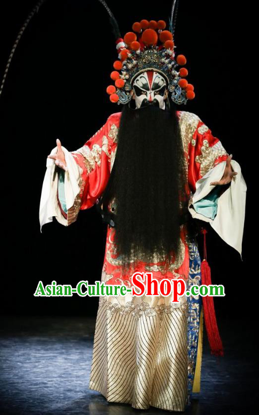 Chinese Kun Opera Laosheng Old Man Tu An Gu Costumes and Headwear Kunqu Opera Official Elderly Male Garment Apparels