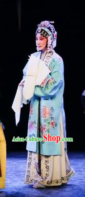 Chinese Kun Opera Diva Apparels Young Female Costumes and Headdress Kunqu Opera Tu An Gu Hua Tan Actress Dress Garment