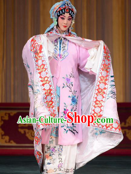 Chinese Kun Opera Actress Pink Dress with Cape Apparels and Headdress Dream in The Garden Traditional Kunqu Opera Hua Tan Du Liniang Garment Costumes