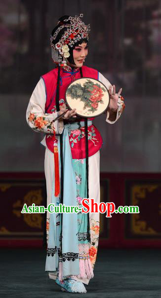 Chinese Kun Opera Young Lady Dress Apparels and Headdress Dream in The Garden Traditional Kunqu Opera Xiaodan Servant Girl Garment Costumes