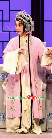 Chinese Kun Opera Young Mistress Pink Apparels and Headdress Full Bed Wat Traditional Kunqu Opera Hua Tan Actress Dress Garment Costumes