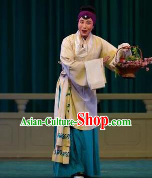 Chinese Kun Opera Elderly Female Apparels Costumes and Hair Accessories Red Pear Blossom Traditional Kunqu Opera Laodan Dress Pantaloon Garment