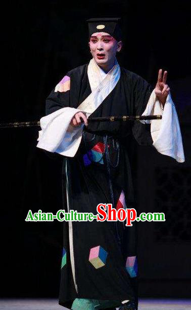 Xiu Ru Ji Chinese Kun Opera Poor Man Costumes and Headwear Kunqu Opera Xiaosheng Pauper Zheng Yuanhe Garment Apparels