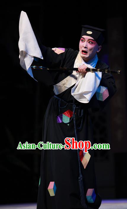 Xiu Ru Ji Chinese Kun Opera Poor Man Costumes and Headwear Kunqu Opera Xiaosheng Pauper Zheng Yuanhe Garment Apparels