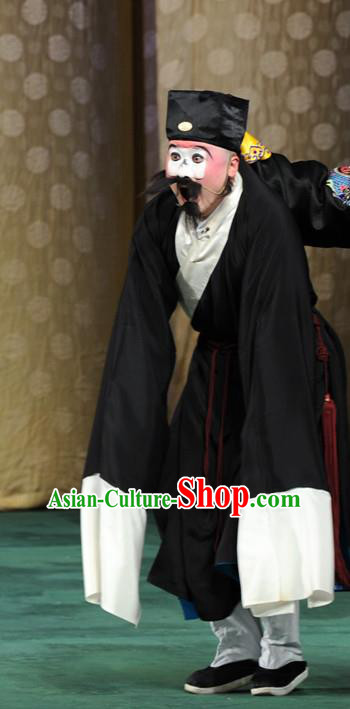 Yu Jia Le Chinese Kun Opera Chou Apparels Costumes and Headwear Kunqu Opera Elderly Male Clown Garment Clothing