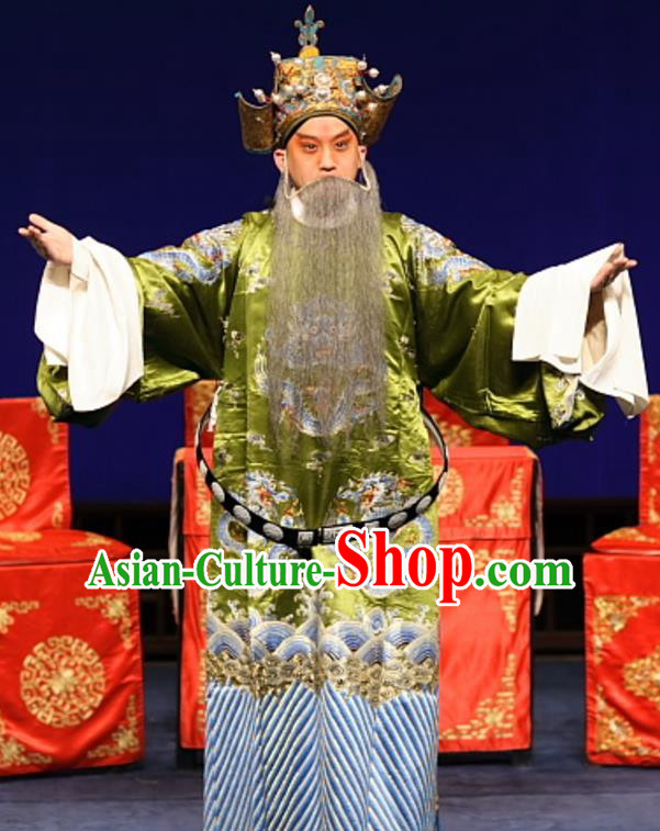 Feng Zheng Wu Chinese Kun Opera Elderly Male Apparels Costumes and Headwear Kunqu Opera Laosheng Garment Official Clothing