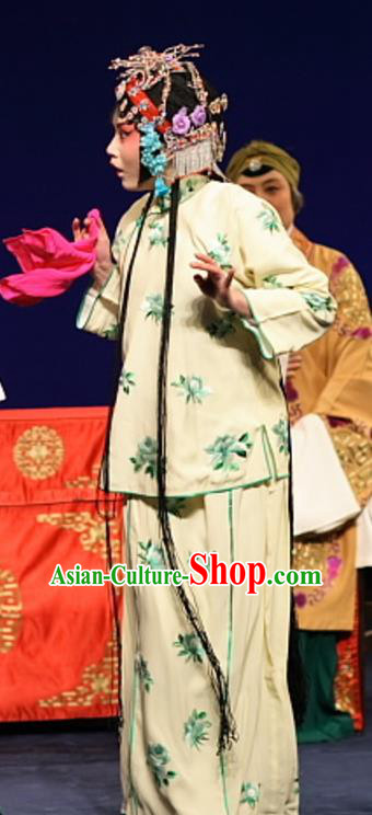 Chinese Kun Opera Xiaodan Costumes Apparels and Headdress Feng Zheng Wu Traditional Kunqu Opera Dress Young Lady Garment
