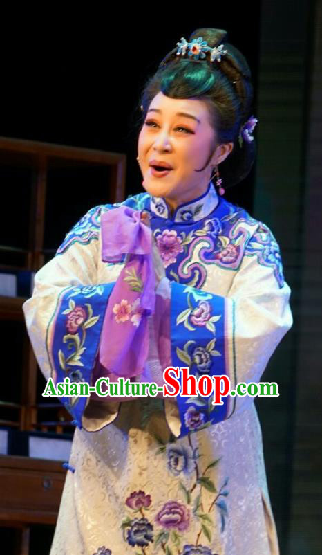 Chinese Huangmei Opera Young Woman Costumes Apparels and Headpieces Bu Yue Lei Chi Traditional Anhui Opera Actress Dress Garment