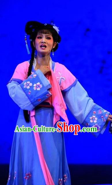 Chinese Huangmei Opera Actress Costumes Apparels and Headpieces Chuan Deng Traditional Anhui Opera Dress Young Female Garment