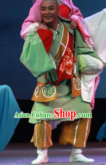 Escaping From the Temple Chinese Huangmei Opera Youth Monk Apparels Costumes Kunqu Opera Young Male Garment Clothing