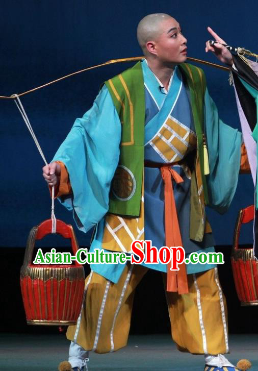 Chinese Huangmei Opera Escaping From the Temple Apparels Costumes Kunqu Opera Young Male Garment Youth Monk Clothing