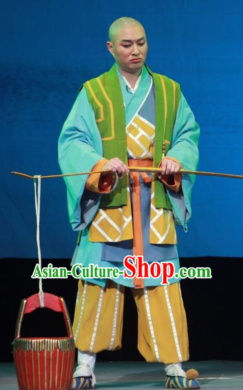 Chinese Huangmei Opera Escaping From the Temple Apparels Costumes Kunqu Opera Young Male Garment Youth Monk Clothing