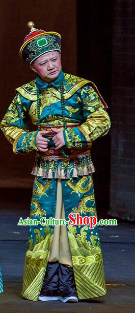 Chinese Huangmei Opera Old Man Da Qing Prime Minister Apparels Costumes and Headwear Kunqu Opera Garment Eunuch Clothing