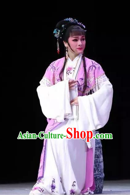 Chinese Shaoxing Opera Rich Female Costumes The Pearl Tower Apparels Yue Opera Hua Tan Garment Chen Cui E Dress and Hair Ornaments