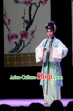Chinese Kun Opera Young Female Actress Costumes Apparels and Headpieces Before The Fall Traditional Kunqu Opera Fairy Luo Niang Hua Tan Dress Garment