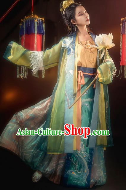 Chinese Ancient Young Lady Hanfu Dress Traditional Song Dynasty Apparels Historical Costumes Complete Set