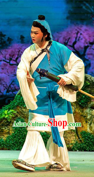 Chinese Huangmei Opera Young Man Goddess Marriage Apparels Costumes and Headwear An Hui Opera Scholar Dong Yong Garment Clothing