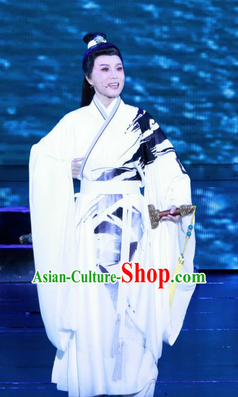 Chinese Huangmei Opera Xiaosheng Garment Taibai Drunk Costumes and Headwear An Hui Opera Poet Li Bai Apparels Clothing