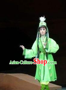 Chinese Shaoxing Opera Princess Green Dress Desert Prince Yue Opera Garment Costumes Noble Consort Apparels and Hat