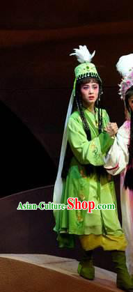 Chinese Shaoxing Opera Princess Green Dress Desert Prince Yue Opera Garment Costumes Noble Consort Apparels and Hat