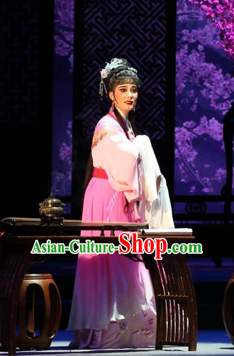 Chinese Huangmei Opera Actress Feng Suzhen Costumes and Headdress Female Consort Prince Traditional Anhui Opera Dress Garment Hua Tan Apparels